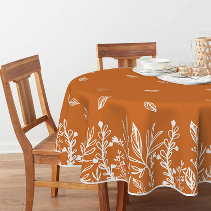 Horaldaily Fall Tablecloth 70x70 Inch Round, Thanksgiving Autumn Harvest Orange Wild Flowers Table Cover for Party Picnic Dinner Decor