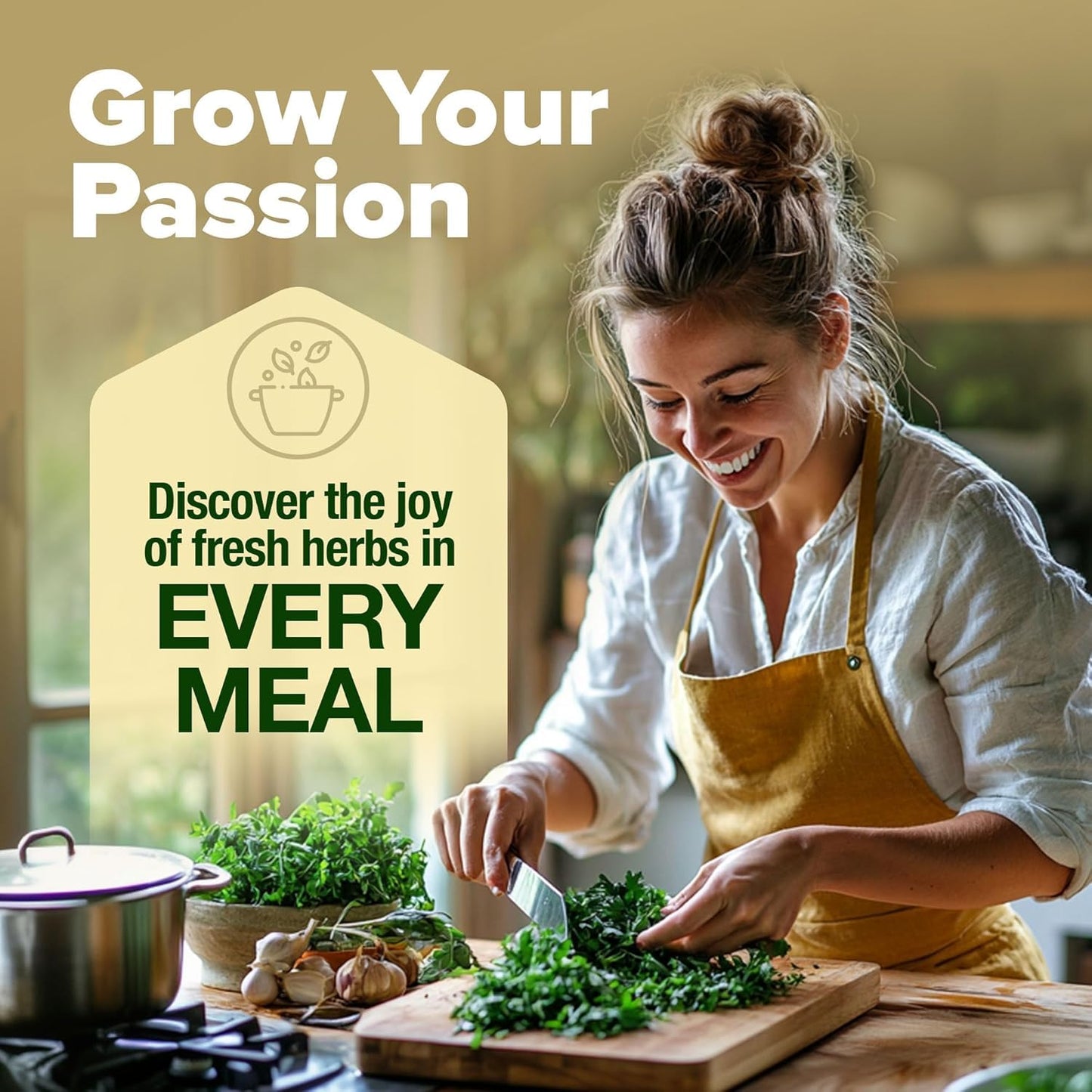 HOME GROWN 𝗣𝗥𝗘𝗠𝗜𝗨𝗠 𝗛𝗘𝗥𝗕 𝗞𝗜𝗧 8 Herb Seeds Garden Kit, Complete Indoor Planter Gift with Basil Cilantro Mint & More, Unique Kitchen Growing Set for Women Men, Birthday Housewarming Present