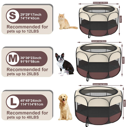 Hepeeng Portable Foldable Pet Dog Cat Playpen and Puppy playpen Pet Tent with Carrying Case Collapsible Travel Bowl Indoor/Outdoor Use with Water Resistant and Removable Shade Cover