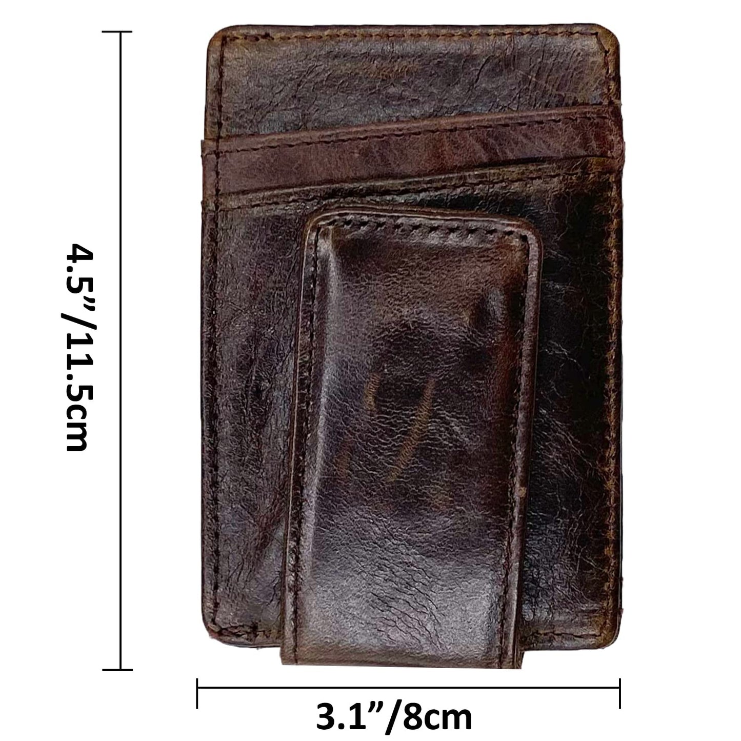 HOPSOOKEN Money Clip RFID Front Pocket Wallet Men Leather Slim Minimalist Wallet (Deep Coffee)