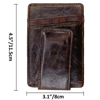 HOPSOOKEN Money Clip RFID Front Pocket Wallet Men Leather Slim Minimalist Wallet (Deep Coffee)