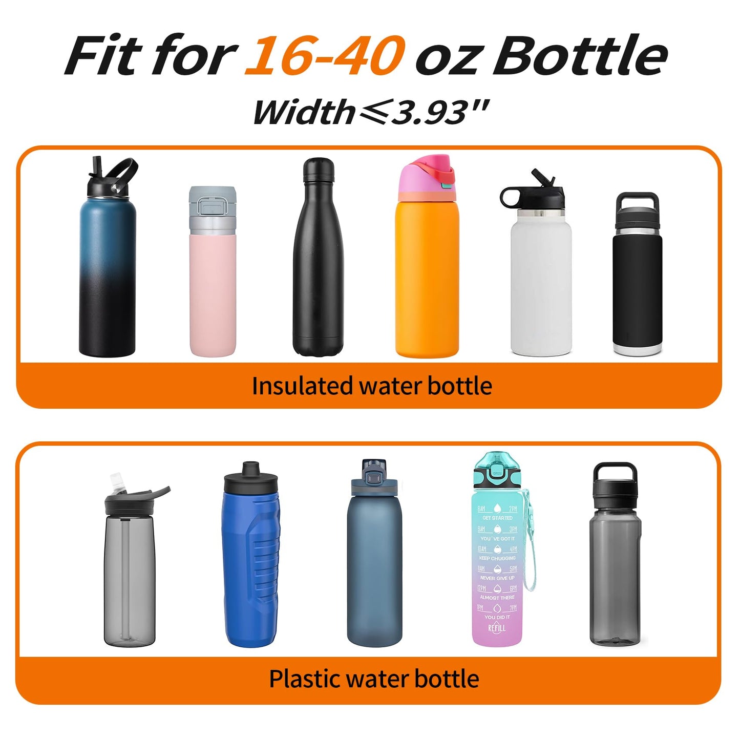 AceTreker 32/40/64/128 oz Neoprene Insulated Water Bottle Carrier Bag, Sport Bottle Sleeve Pouch Holder with Strap & Paracord Handle and 2 Pocket for Travelling, Hiking, Camping-Purple