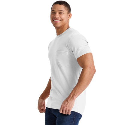 Hanes Originals Crewneck T-Shirt, 100% Cotton Pocket Tees for Men, White