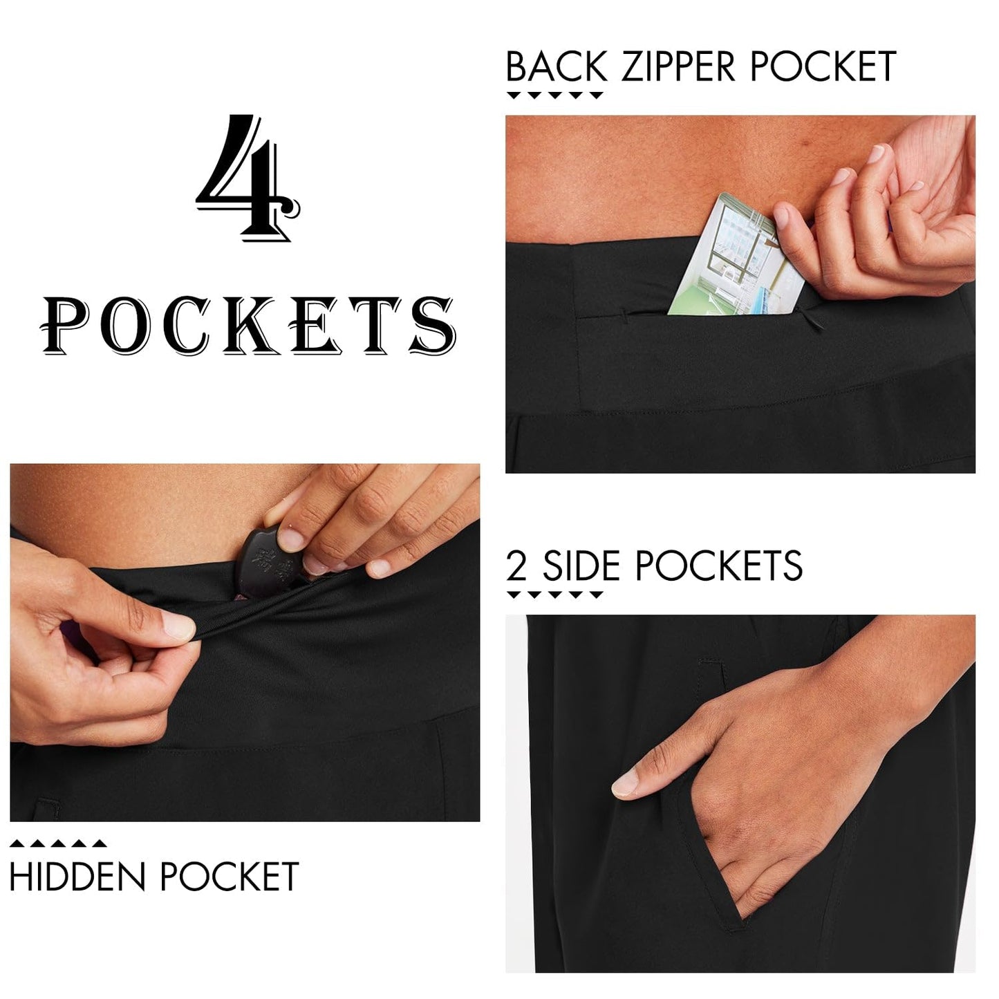 baleaf Womens' 7" Long Running Athletic Shorts Back Zipper Pocket Workout Gym Shorts Quick Dry High Waist with Liner Black Size L