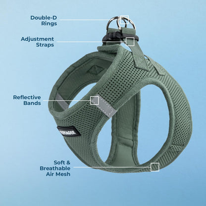 Best Pet Supplies - All Weather Mesh, Reflective, No Pull Harness for Small, Medium Dogs, Cats - Secure with Hook & Loop Fastener, Buckle, Double D-Rings - Moss Green, S (Chest: 14.5-16")