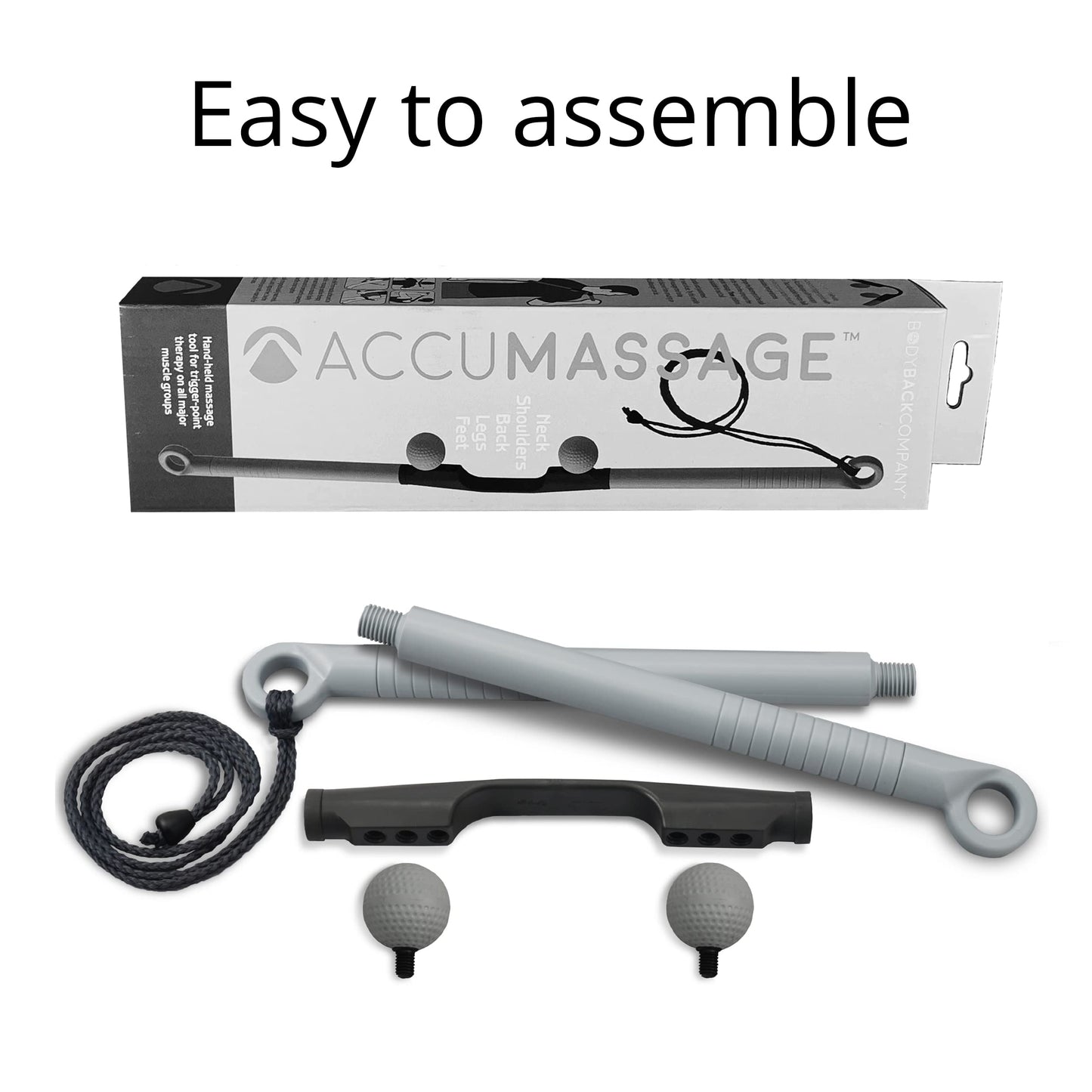 Body Back AccuMassage - Dual Pressure Point Massage Tool & Massage Hammer - 2 in 1 Design - Shiatsu Neck Massager Tool, Golf Ball Percussion Massager for Deep Tissue