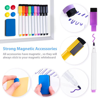 ARCOBIS Dry Erase White Board with Stand, 12" x 16" Weekly Double-Sided Desktop Whiteboard 10 Markers, 4 Magnets, 1 Eraser, Portable Magnetic Dry Erase Calendar for Planning, to Do List, Memo, School