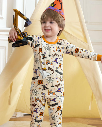 Bamboo Viscose Toddler Halloween Pajamas Boys Girls Kids Baby 2pcs Long-Sleeve Pyjamas Set 4-5T Snug fit Sleepwear Pjs