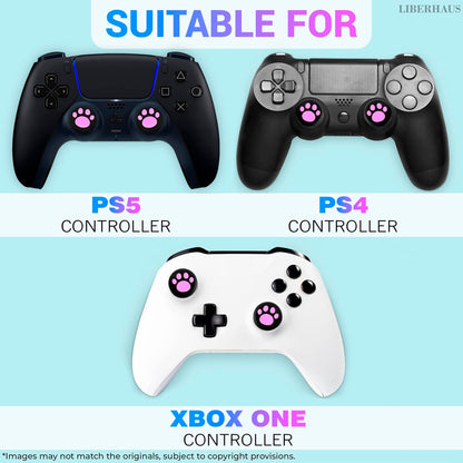 4Pcs Cat Paw Pink Ps5 Thumbstick Grips - Controller Accessories for Ps4, Ps3, Steam Deck, Xbox and Nintendo Switch – Cute Joystick Caps, Anti-Slip Silicone PlayStation 5 Trumb Grip