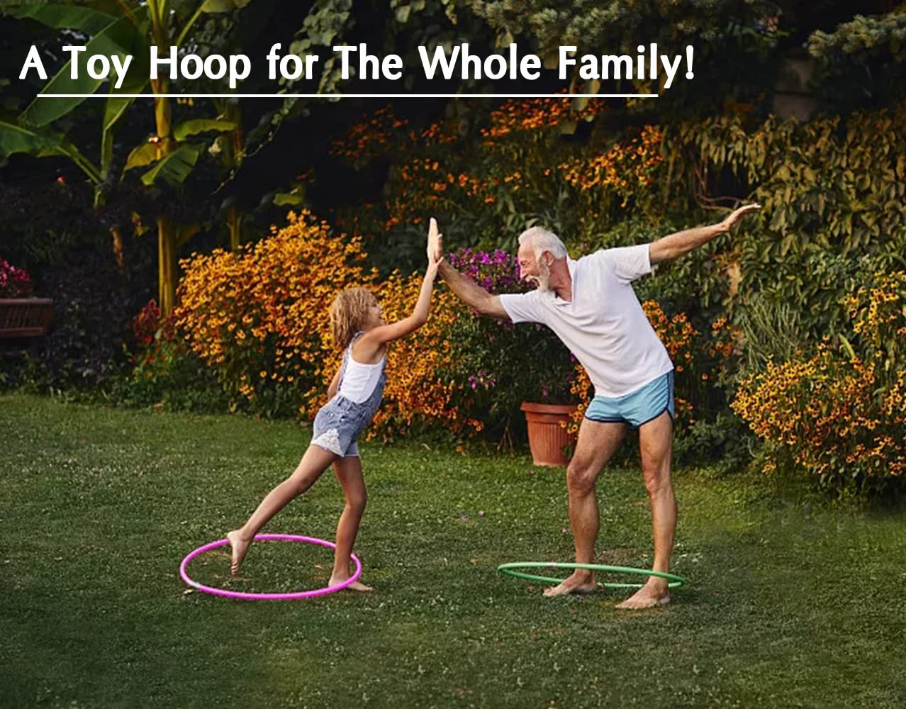 Beakabao Exercise Hoops Set for Kids(6 Parts), Weight and Size Adjustable Detachable Fitness Toys, Suitable for Gymnastics, Dance, Party, Games and Pet Training, 29 Inches (Yellow + Green + Blue)