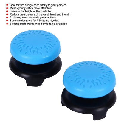 ASHATA 2Pcs Thumbstick Extender for PS5 3D Texture Thumb Grip Stick Joystick Thumbstick for 5 Controller (Blue)