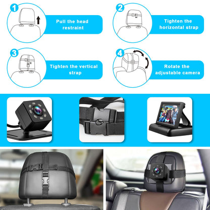 Baby Car Mirror with 4.3'' HD Night Vision Function Display, Safety Car Seat Camera with Wide Crystal Clear View, Easily Observe The Baby’s Move(Not USB)