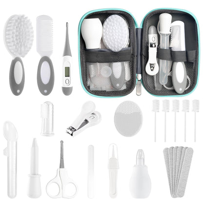Baby Healthcare and Grooming Kit for Newborn Kids, 24PCS Upgraded Safety Baby Care Kit, Newborn Nursery Health Care Set, Baby Care Product (Grey White)