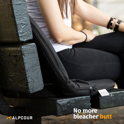 Alpcour Folding Stadium Seat – Deluxe Outdoor Camping Reclining Waterproof Cushion Chair for Bleachers – Best 6-Position Back Support Picnic Bleacher Seats w/Extra Thick Padding for Support & Comfort