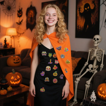 Butie 32 Pcs Halloween Iron On Patches, Spooky Horror Cute Embroidered Iron on Patches for Clothes, Socks, Hats, Jeans, Etc