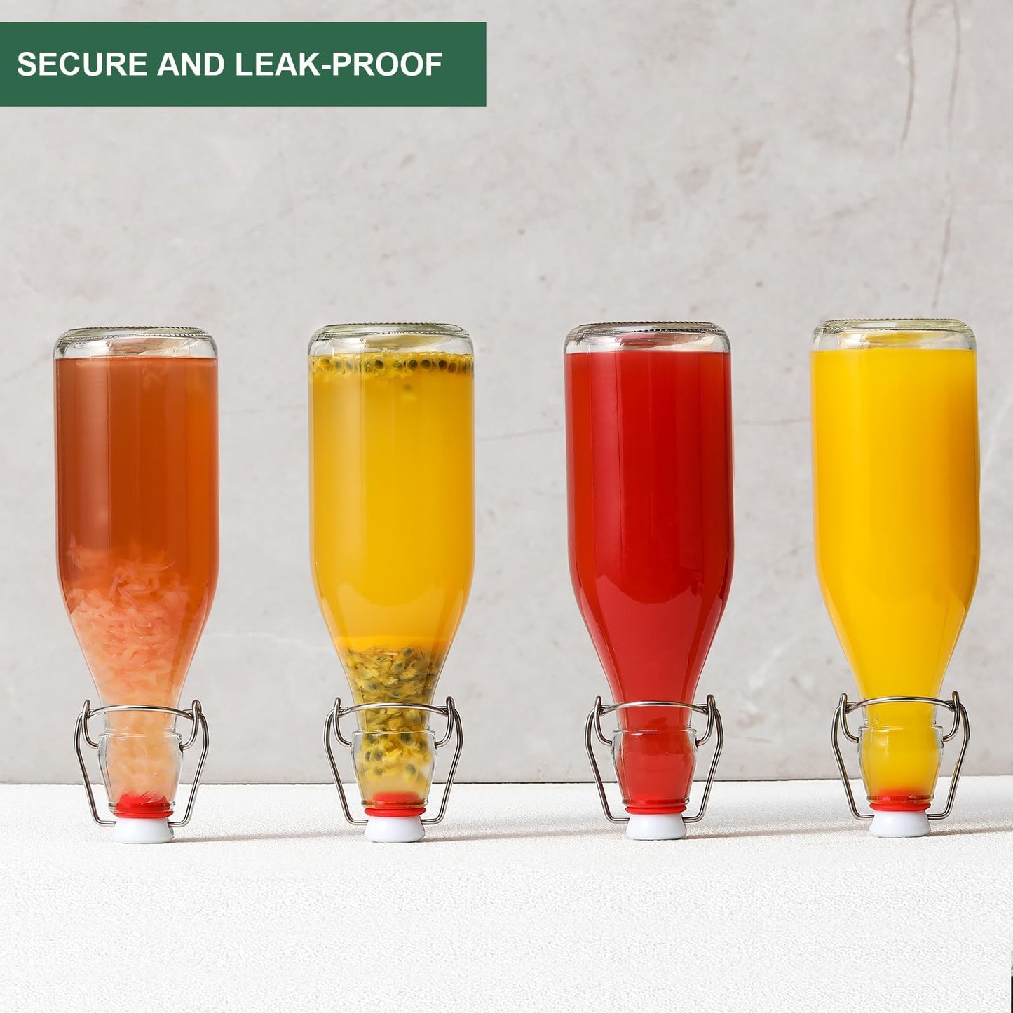 8-Pack 8.5oz Flip Top Glass Bottles, Swing Top Beer Brewing Bottle for Fermentation, Kombucha, Kefir, Vanilla Extract, Coquito, Juice, Soda, Tea - Airtight Stopper Cap Lid, Bonus 2 Bottle Pourers