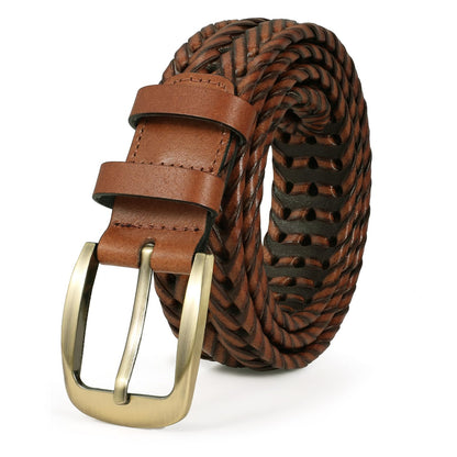 BELTROAD Mens Braided Leather Belt Woven Leather Belts Birthday Christmas Gifts for Men Brown Hand Braided Belt for Wasit 32"-38"