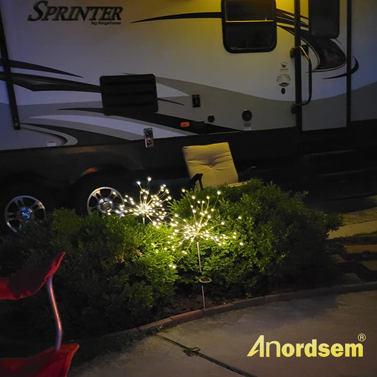 Anordsem Solar Garden Lights Outdoor: Bendable Copper Wire with 120 LED Firework Beads - Waterproof DIY Warm Decorating for Yard Patio Path - Gardening Gifts for Homeowner Gardener