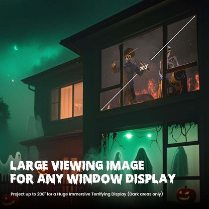 AAXA HP Halloween Projector (2025 Upgraded) for Haunted Windows, Auto-Start, Holographic Projections, Short Throw, HD 1080P, Portable Projector with 8 Pre-Loaded Hologram Movies, Built-in Speaker