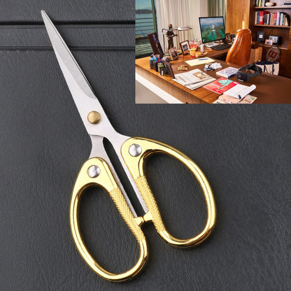 Aemoe 5" All Stainless Steel Office Scissors,Ultra Sharp Blade Shears,Sturdy Sharp Scissor for Office Home School Sewing Fabric Craft Paper Multipurpose Scissors Gold