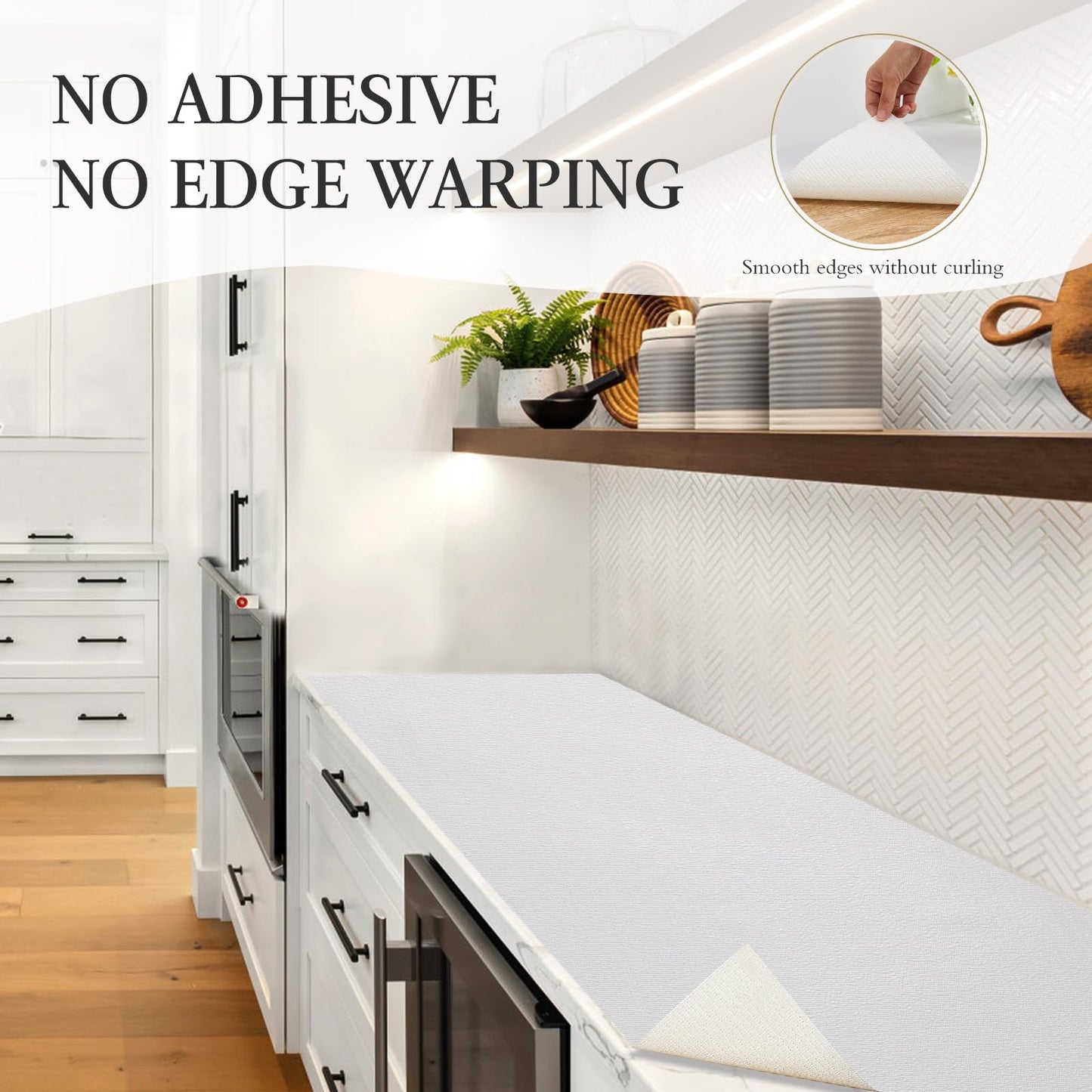 Beautysaid Shelf and Drawer Liner for Kitchen Cabinet, Non Adhesive Non Slip Shelf Paper Waterproof Washable Thickened for Dresser Pantry Shelve Bathroom Protector Liner(White,12 in x 10 FT)