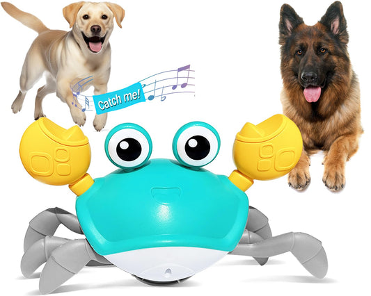 HONGID Crawling Crab Dog Toys,Escaping Crab Dog Toy with Obstacle Avoidance Sensor,Interactive Dog Toys with Music Sounds & Lights for Dogs Cats Pets,Christmas Toy Gifts for Puppy/Small/Medium Dogs