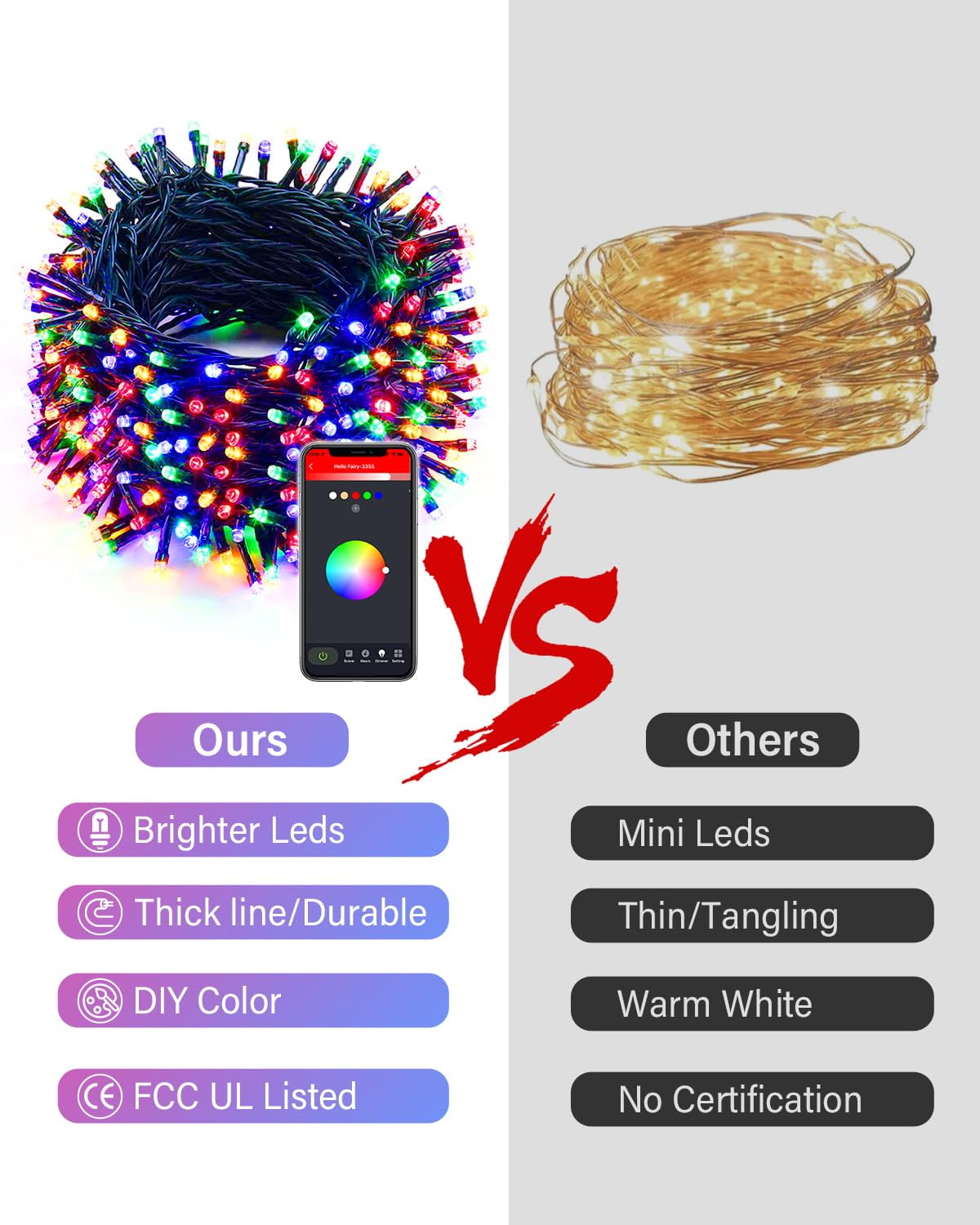 50FT Smart Halloween Party Lights - APP Controlled RGB String Lights with Music Sync, DIY Spooky Effects (Orange/Purple/Green), USB Powered for Indoor Haunted House, Porch & Yard Decor