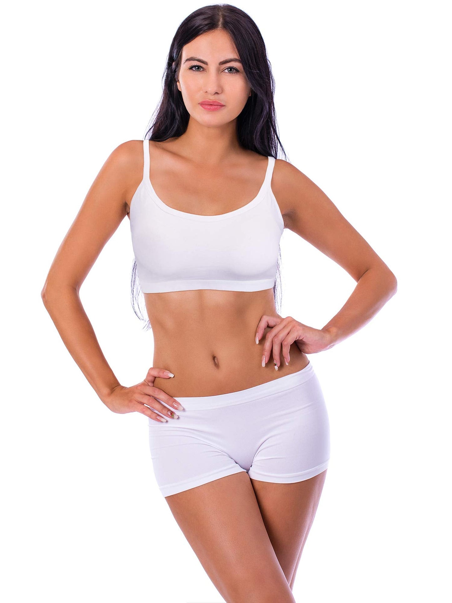 Blulu Mini Camisole Bra Wireless Padded Bra with Adjustable Straps for Women Girls Black White Grey