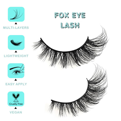 APCYUST Cat Eye Lashes Natural Fox Eyelash Wispy Russian Strip Eyelashes 10 Pairs D Curl Fake Fairy Lash Strips Fluffy Spiky Cateye Lashes Wispies False Eyelash Foxy Look (Fox Eyelashes | 8-16mm)