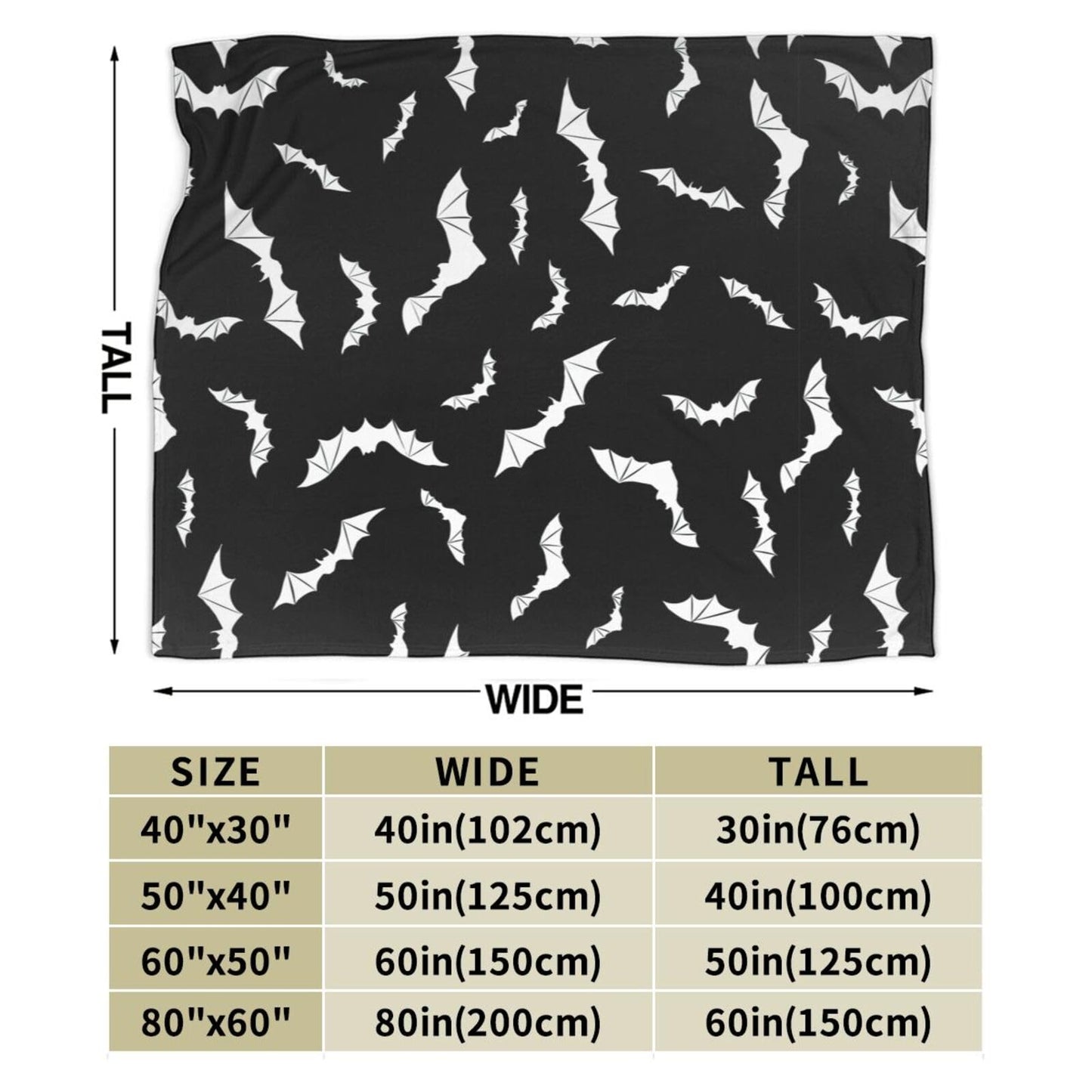 Bats Halloween Goth Fleece Flannel Blanket Throw Warm Lightweight Blankets for Home Office All Season (Bats Halloween Goth, 50X40)