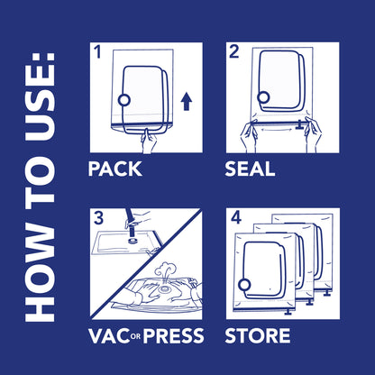 Hefty Shrink-Pak Vacuum Storage Bags - Space Saver for Under Bed Storage, Clothing and Comforters, Odor Resistant, 3X More Storage Space - 3 Jumbo Bags