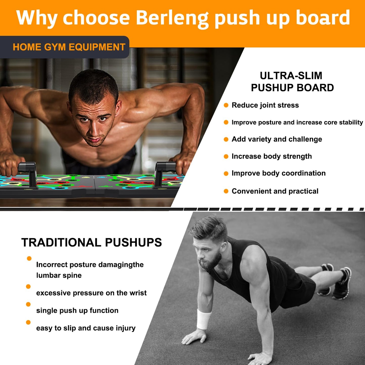 AERLANG Solid Push Up Board, Portable 30 in 2 Workout Set for Push Up, Multi-functional Pushup Handles for Strength Training, Fat Burning Push Up Bar for Home Gym, Perfect Chest Workout Equipment for Men & Women