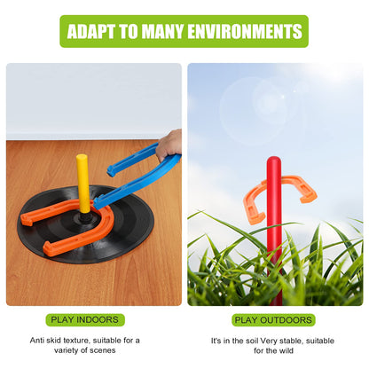 Win SPORTS Rubber Horseshoes Game Set for Outdoor Indoor Games,Beach Games - Perfect for Backyard and Fun for Kids and Adults! (Orange&Blue)