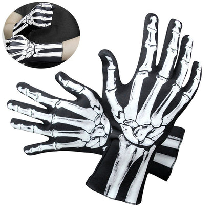 Amosfun Halloween Skeleton Gloves Full Finger Skeleton Gloves Unisex Halloween Party Cosplay Costume Accessory 11.8 x 4 Inch