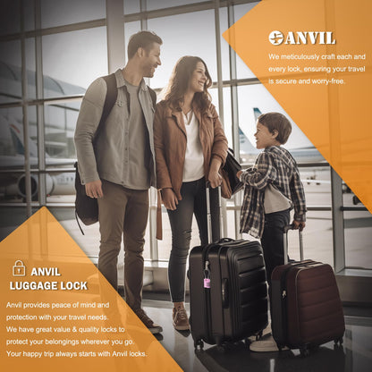 ANVIL TSA Approved Cable Luggage Locks 3 Digit Combination Padlock with Zinc Alloy Steel Cable Lock Ideal for Travel Suitcase, Backpack, Lockers,Case,Toolbox (2, Pink)