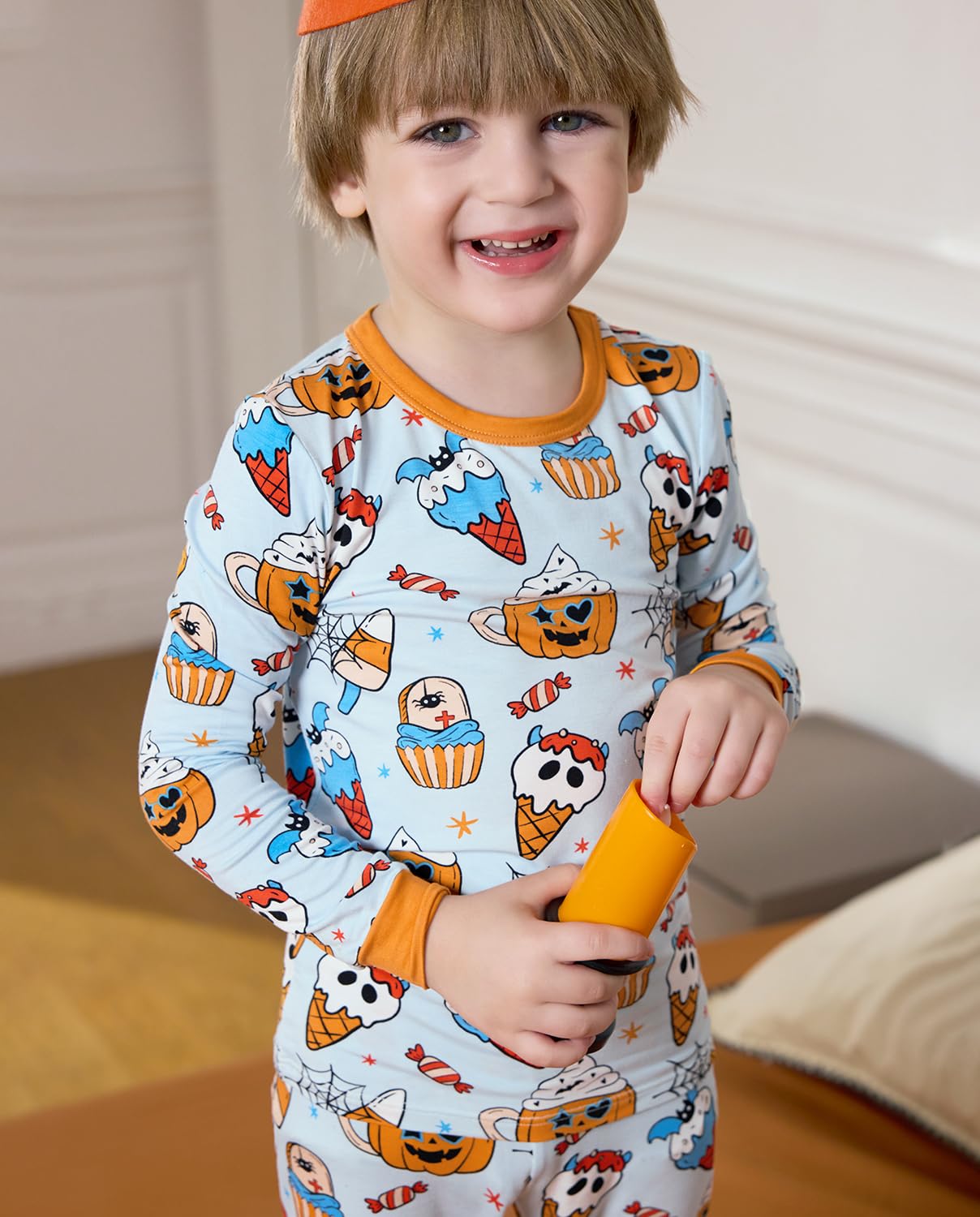 Bamboo Viscose Toddler Halloween Pajamas Boys Girls Kids Baby 2pcs Long-Sleeve Pyjamas Set 5-6Y Snug fit Sleepwear Pjs