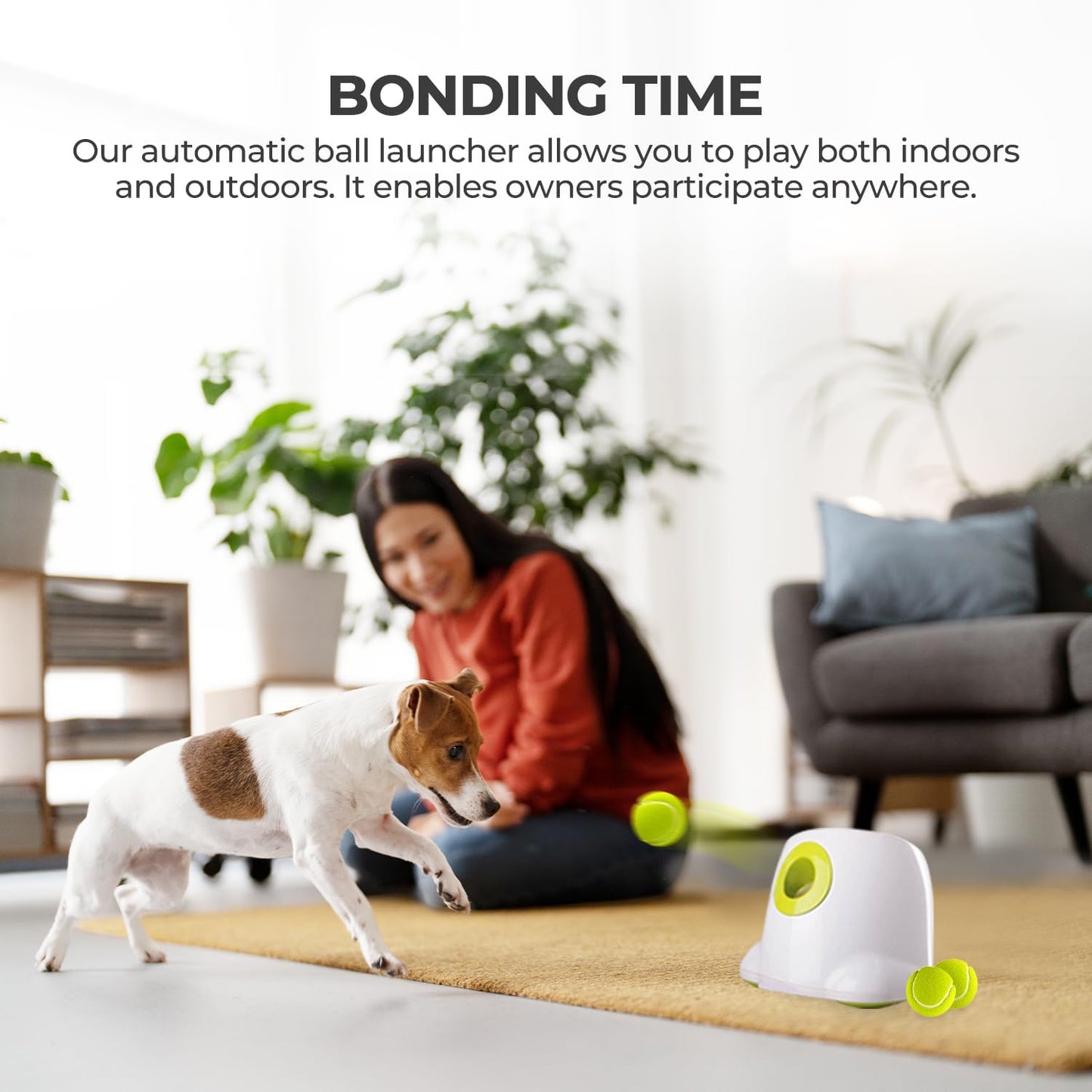 AFP Automatic Ball Launcher for Dogs Interactive Puppy Pet Ball Indoor Thrower Fetch Machine, 3 Balls Included (2 inch) for Small to Medium Dogs