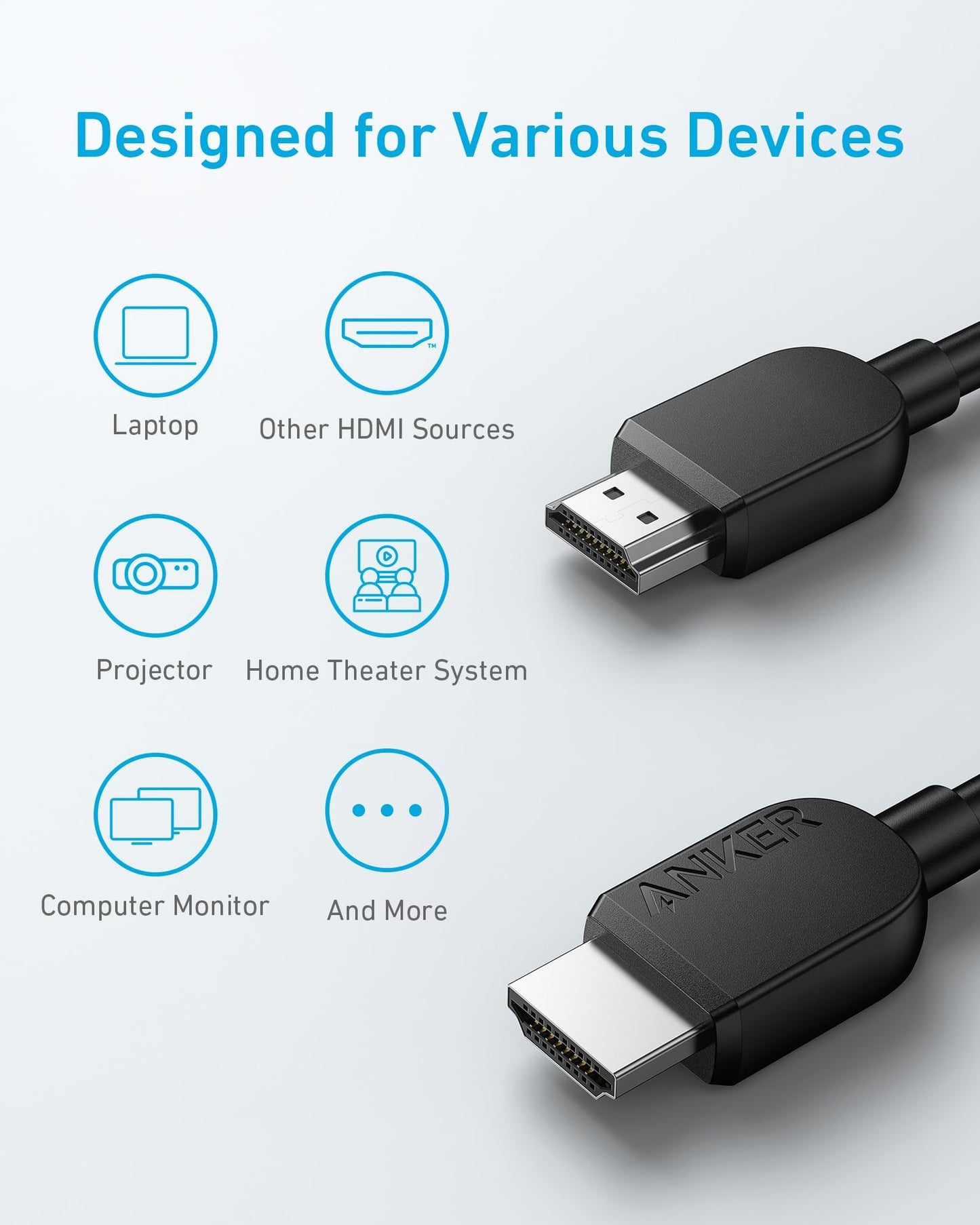 Anker HDMI Cable 8K@60Hz, 6FT Ultra HD 4K@120Hz HDMI 2.1 Cord,48 Gbps Certified Ultra High-Speed,Compatible with PlayStation 5,Xbox,Samsung TVs,and More