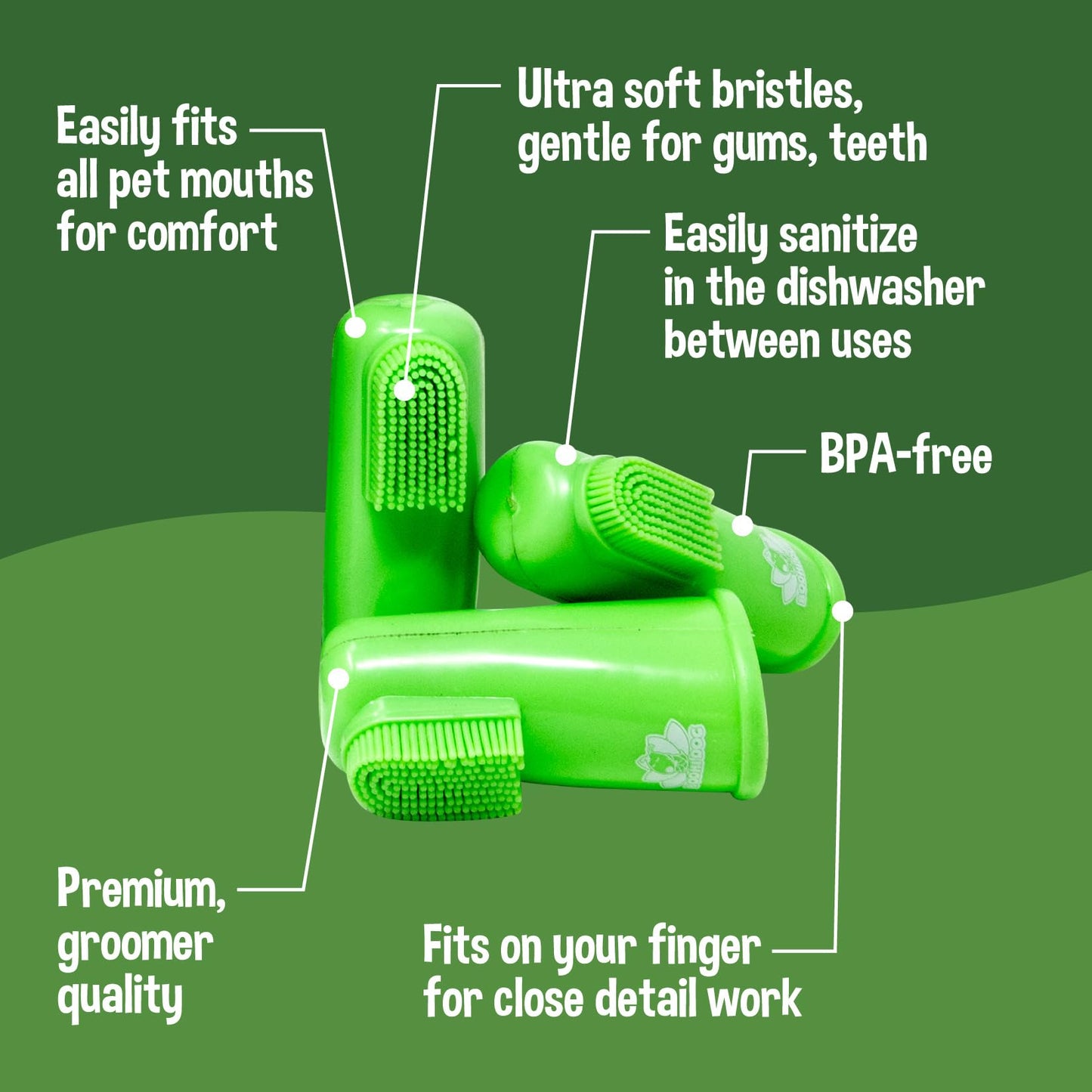 Bodhi Dog Finger Toothbrush for Dogs & Cats - Puppy Toothbrush with Soft Flexible Silicone Bristles, Gentle for Sensitive Gums, Promotes Healthy Teeth & Gums, Easy Teeth Cleaning Tool (100 Count)