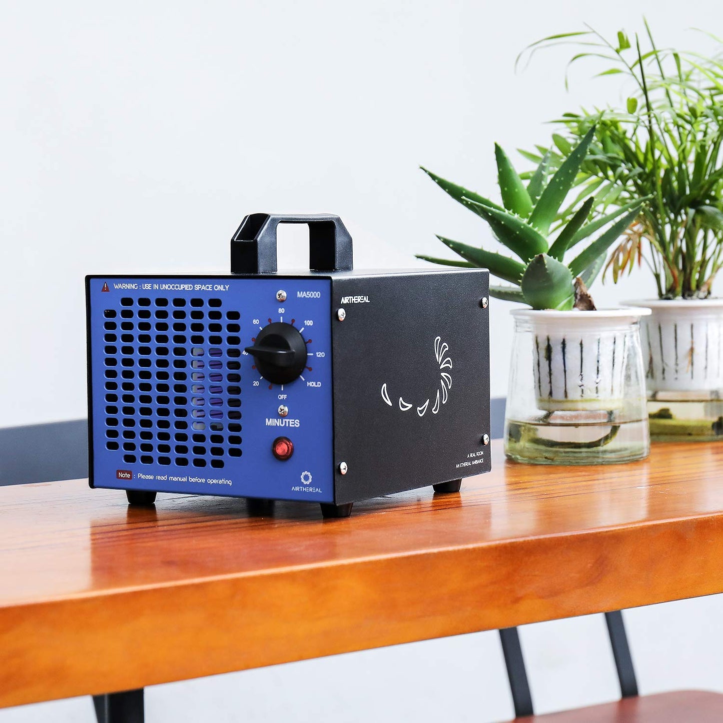 Airthereal MA5000 Commercial Ozone Generator, High Capacity Ozone Machine Odor Removal - Home Air Ionizers O3 Deodorizer for Rooms, Smoke, Cars and Pets, Eliminate Odors up to 2000sq.ft., Blue