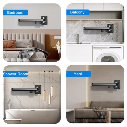 AISIR Clothes Drying Rack Wall Mounted, Aluminum Clothes Airer Clothes Dryer Foldable for Balcony, Bathing Room, Bedroom - Black