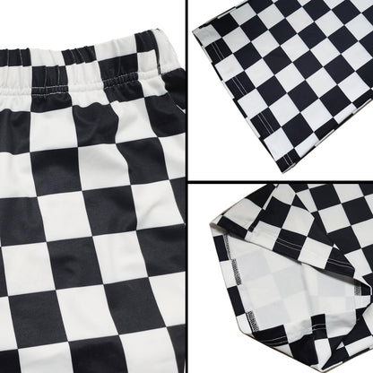 Women's Halloween Wide Leg Pants Checkered Casual Loose High Waist Loungewear Y2K Teen Gingham Sweatpants Summer Black Orange Plaid, L