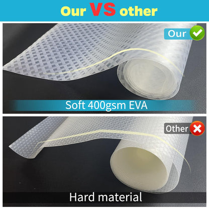 Bloss Refrigerator Liners Mats, Easy to Clean Fridge Liners, Refrigerator Liners for Glass Shelves Washable, Shelf Liners for Kitchen Cabinets(Grid,12" x 78")