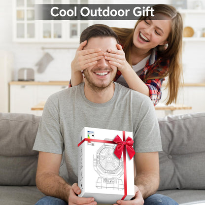 AJVV Camping Fan, 20000mAh Portable Rechargeable Battery Powered Fan with Stepless Wind Speed, Personal Desk USB with Light for Outdoor, Home, Tent, Fishing, Camping