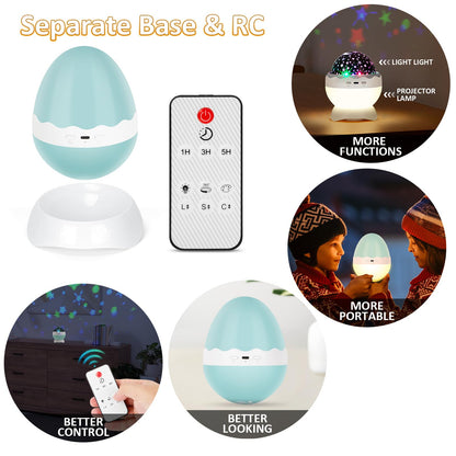 artidoo Night Light for Kids - Star Projector for Bedroom with 2 Theme(Dinosaur & Starry Sky - Night Lamp,4 LED Bulbs 9 Light Color Changing with USB Cable - Dinosaur Egg Design,Unique Gift- Blue.