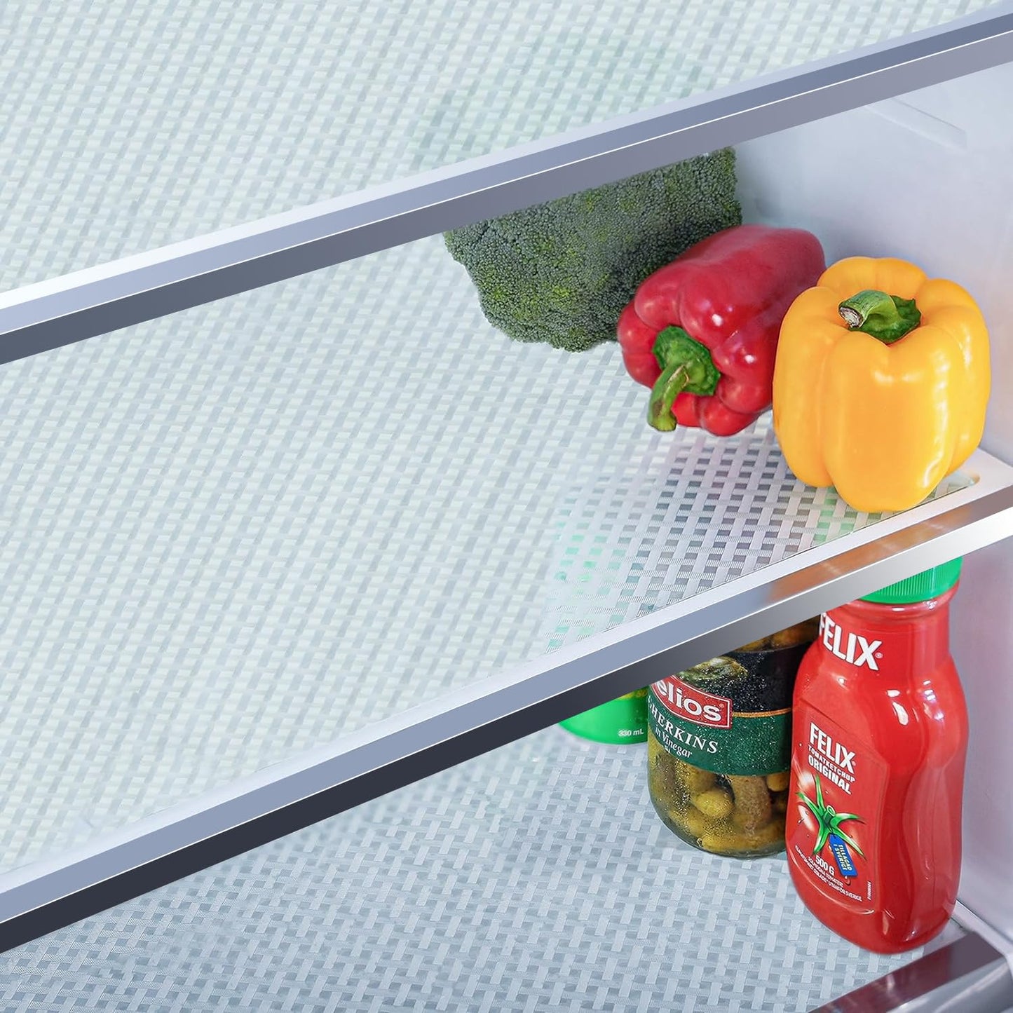 Bloss Refrigerator Liners Mats, Easy to Clean Fridge Liners, Refrigerator Liners for Glass Shelves Washable, Shelf Liners for Kitchen Cabinets(Grid,12" x 78")