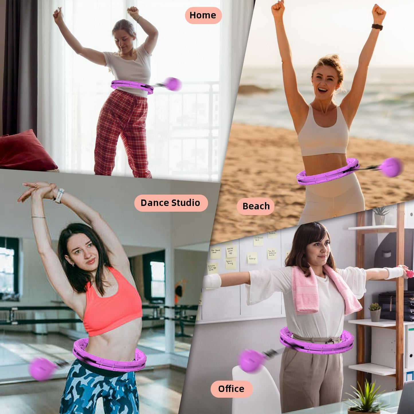 Argvsde Weighted Hula Infinity Fitness Hoop for Adult Weight Loss, 2 in 1 Smart Fitness Workout Hula Circle Hoops with 28 Detachable Knots, Exercise Fit Hoop Suitable for Women and Beginners