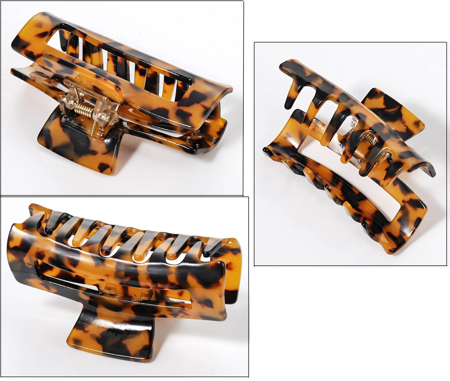 4Pcs Hair Claw Clips, Acetate Hair Banana Barrettes, French Butterfly Jaw Clips, Mermaid Color Crab Hairpin, Leopard Print Stylish Hair Accessories for Women Girls (4 Pcs)