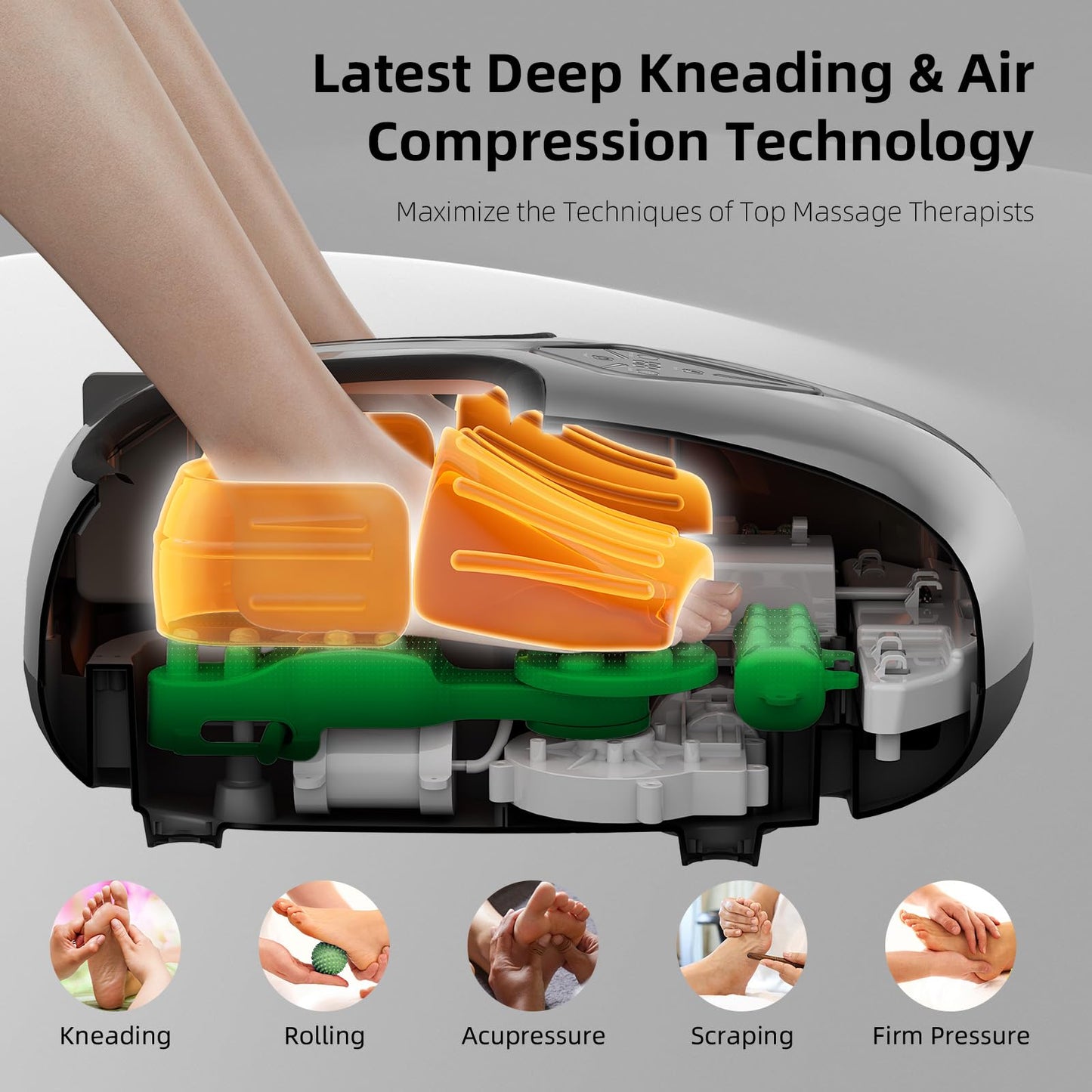 ALLYOUGER Shiatsu Foot Massager with Heat,Vibration,Air Compression and Deep Kneading for Plantar Fasciitis, Neuropathy,Improve Foot Wellness,FSA/HSA Eligible,Gifts for Women & Men（Black）