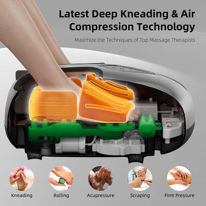 ALLYOUGER Shiatsu Foot Massager with Heat,Vibration,Air Compression and Deep Kneading for Plantar Fasciitis, Neuropathy,Improve Foot Wellness,FSA/HSA Eligible,Gifts for Women & Men（Black）